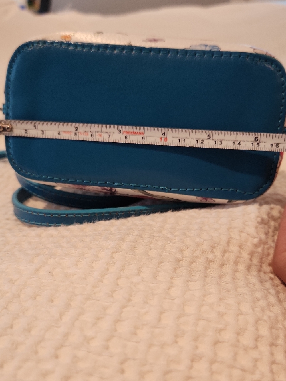 Small floral leather purse with long strap - Picture 6 of 7